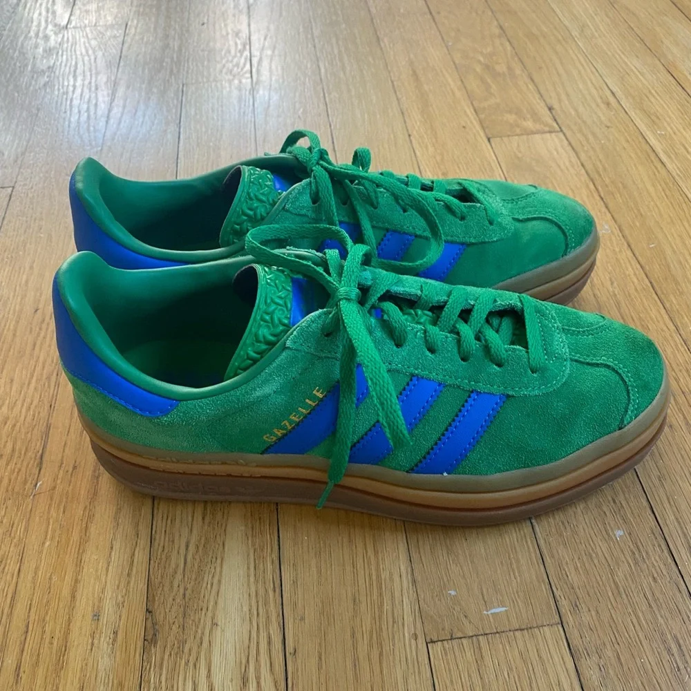 adidas Green and Blue Suede Platform Sneakers